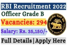 RBI Officer Grade B Recruitment 2022